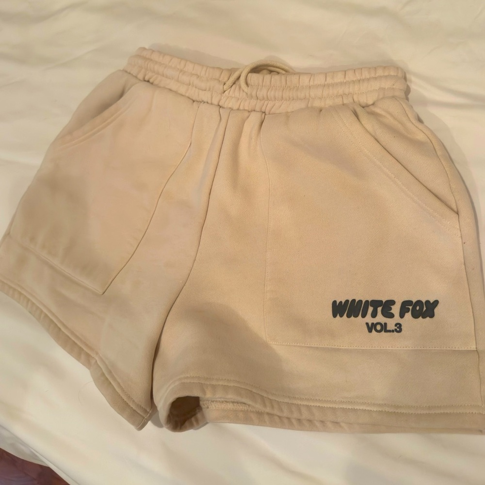 white fox lounge shorts